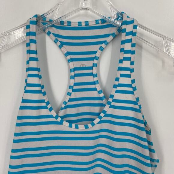 Lululemon Cool Racerback Tank Top Size 8 Blue White Stripe - Picture 4 of 10